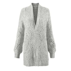 Cabi Gray Chunky Knit Open Front Long Cardigan Sweater Small Cozy Layer